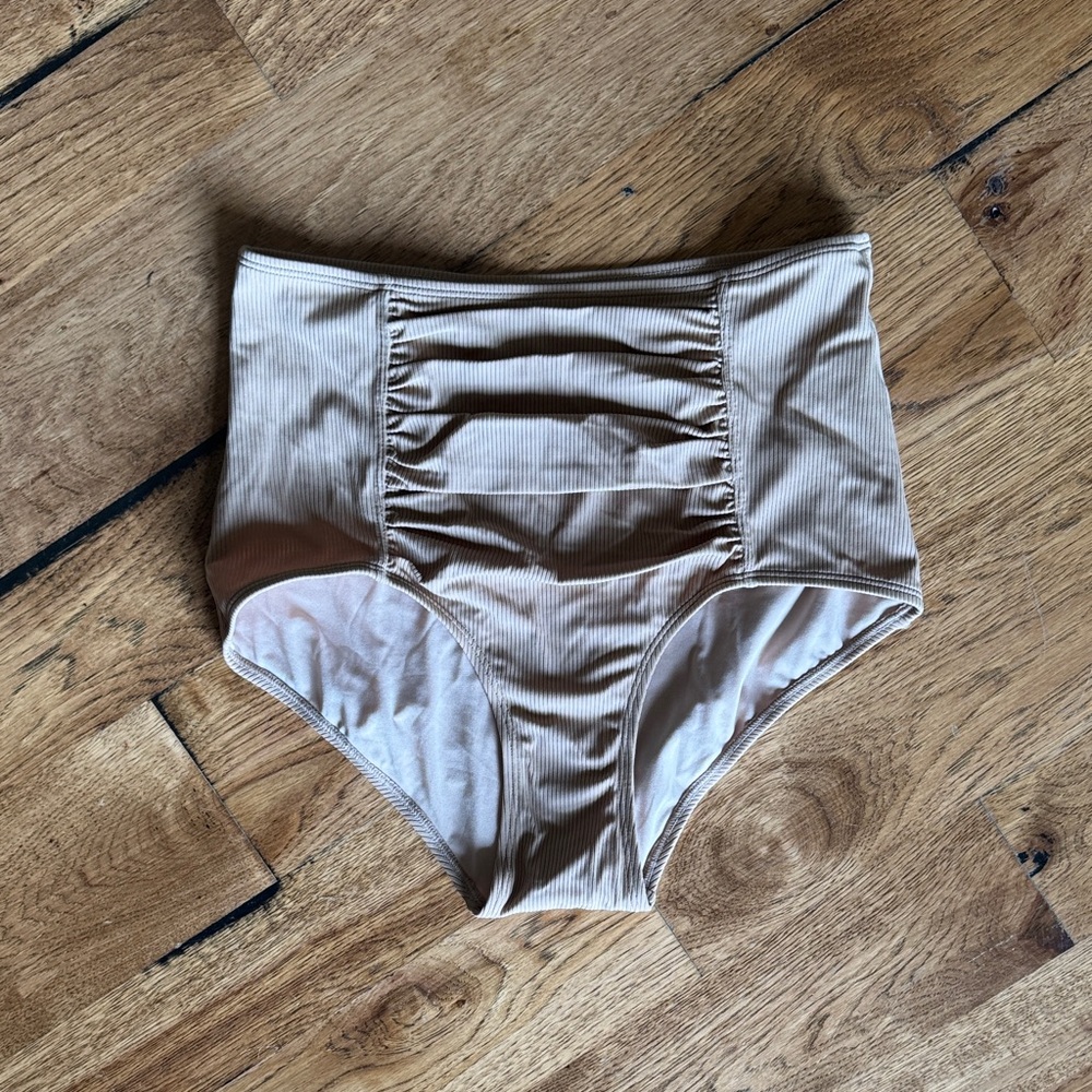 Kortni Jeane High Waisted Bikini Bottoms in Beige